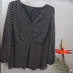 Lane Bryant Black Polka Dot Women's Top Size 20